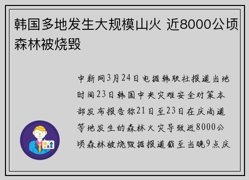 韩国多地发生大规模山火 近8000公顷森林被烧毁